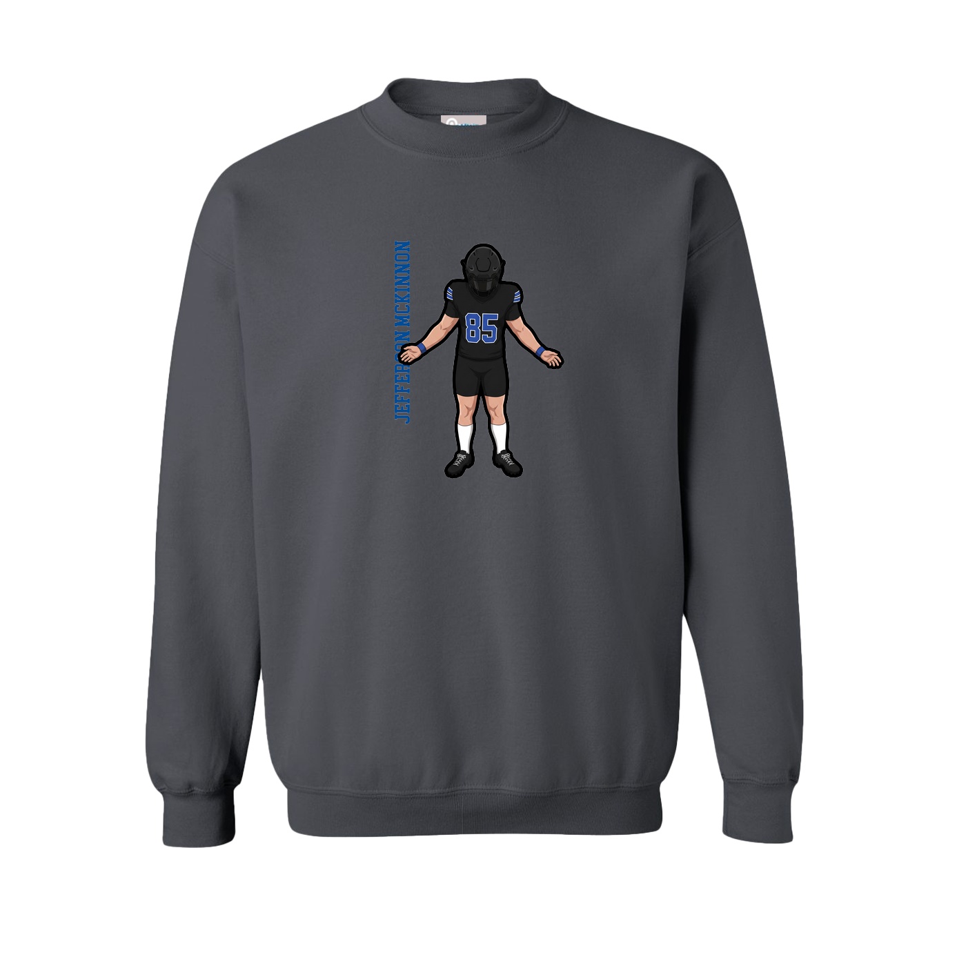 Fleece Crew — Name Vertical in Grey