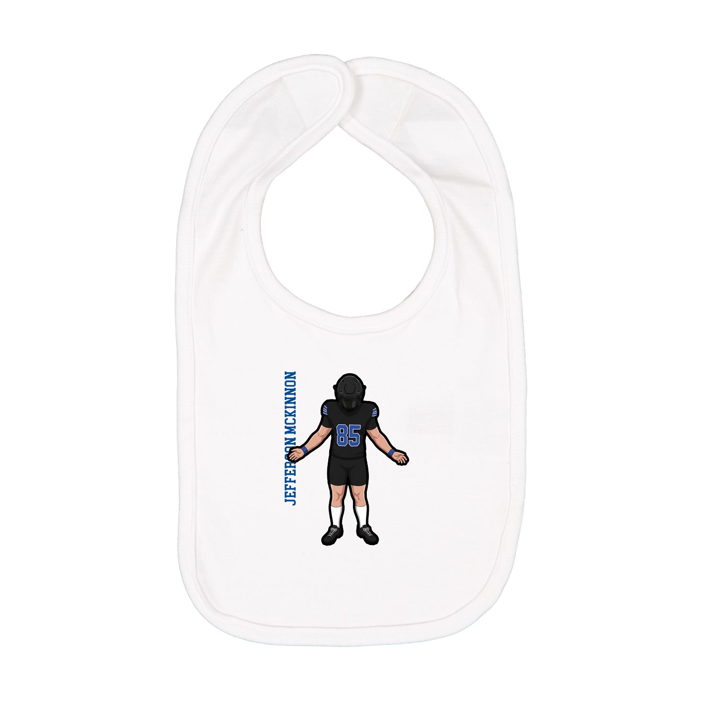 Infant Bib — Name Vertical in White