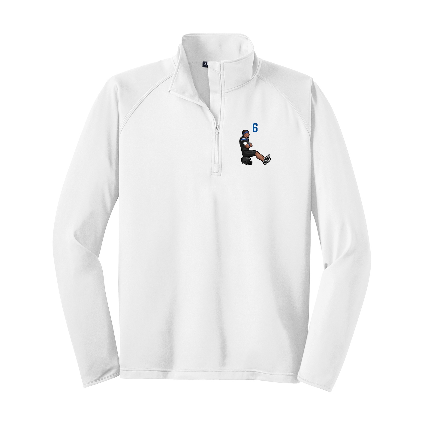 Q-Zip Pullover — Number Top in White