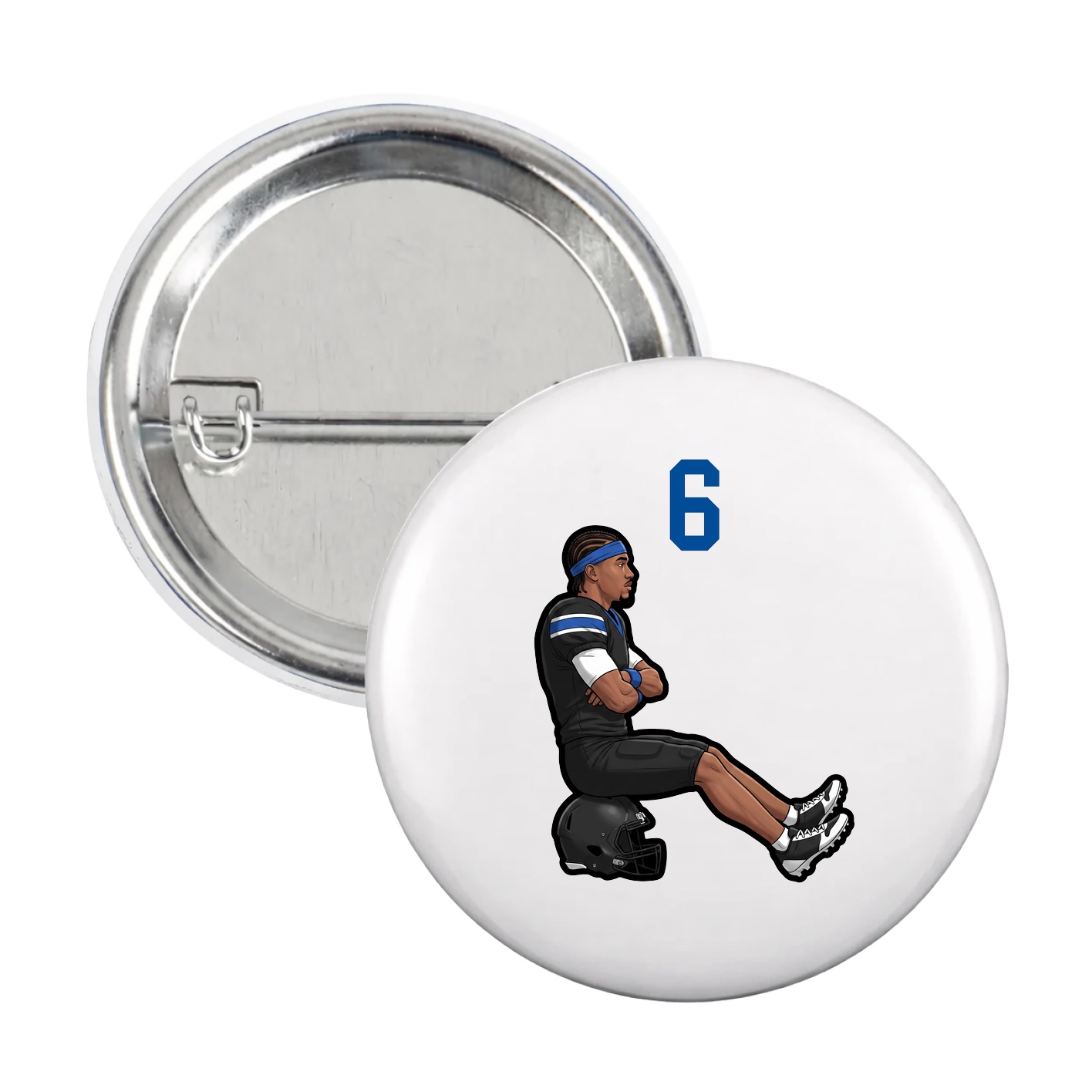 Game Day Button — Number Top in White