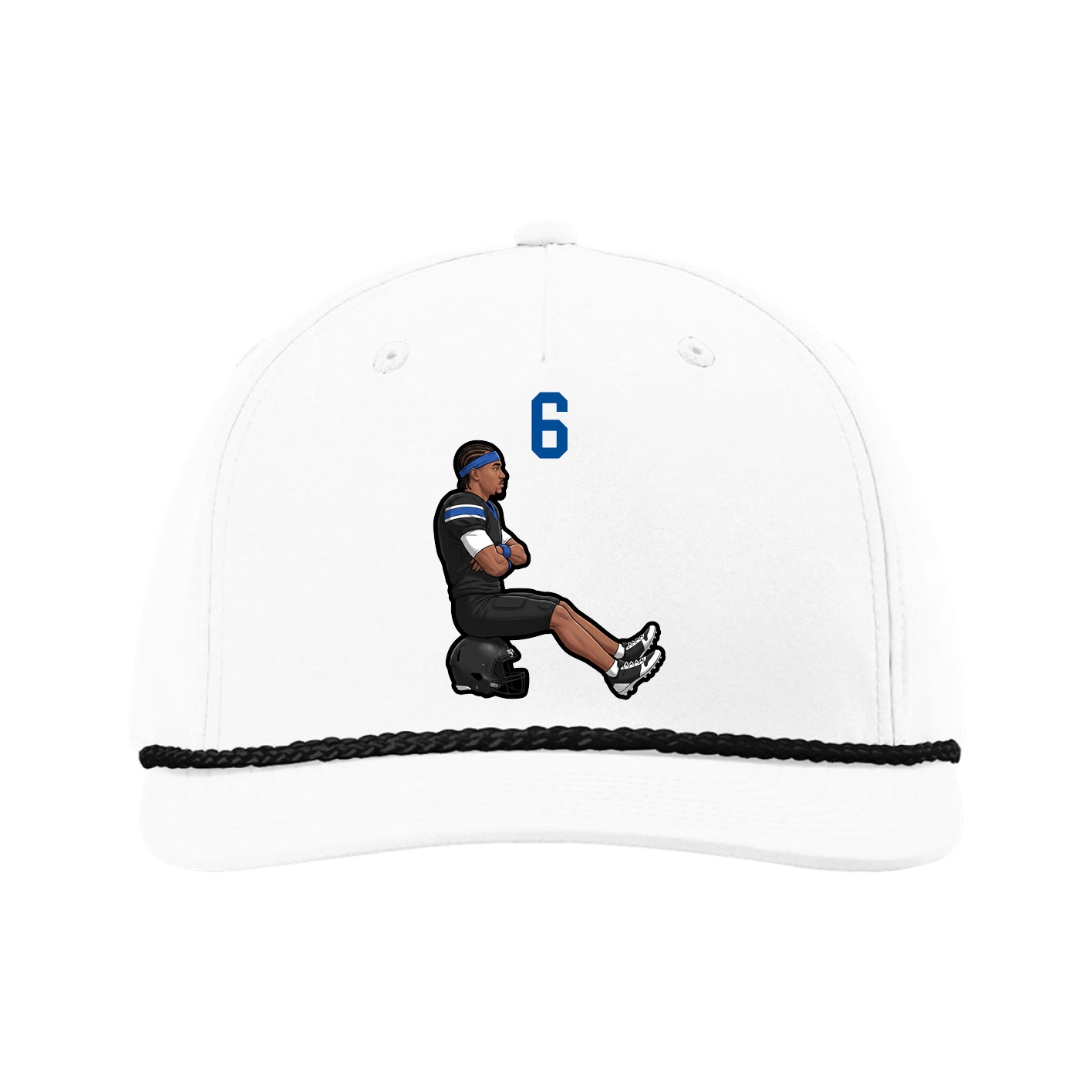 Five-Panel Classic Rope Cap — Number Top in White