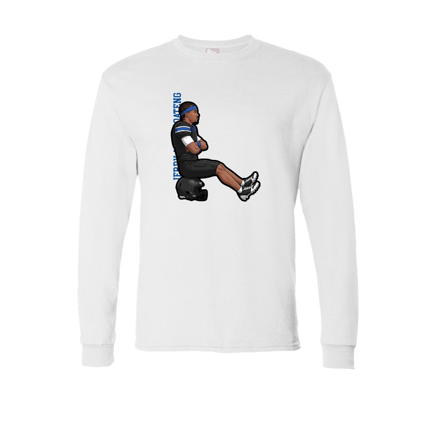Long Sleeve Tee — Name Vertical in White