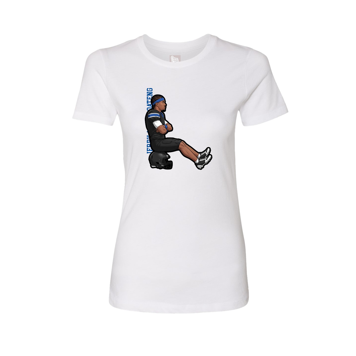 Fitted Women's Tee — Name Vertical in White