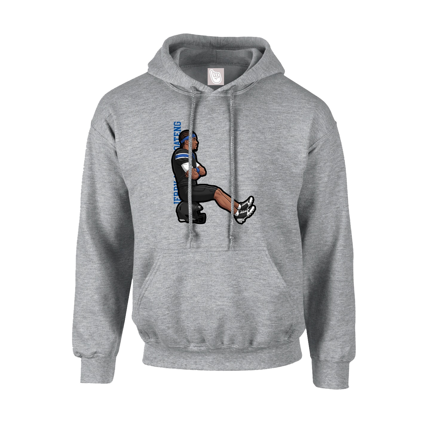 Hoodie — Name Vertical in Grey