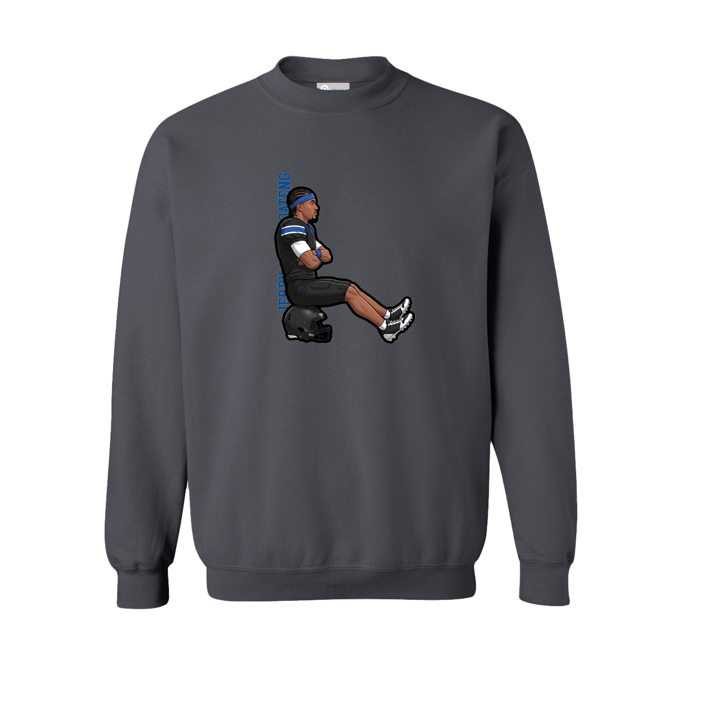 Fleece Crew — Name Vertical in Grey