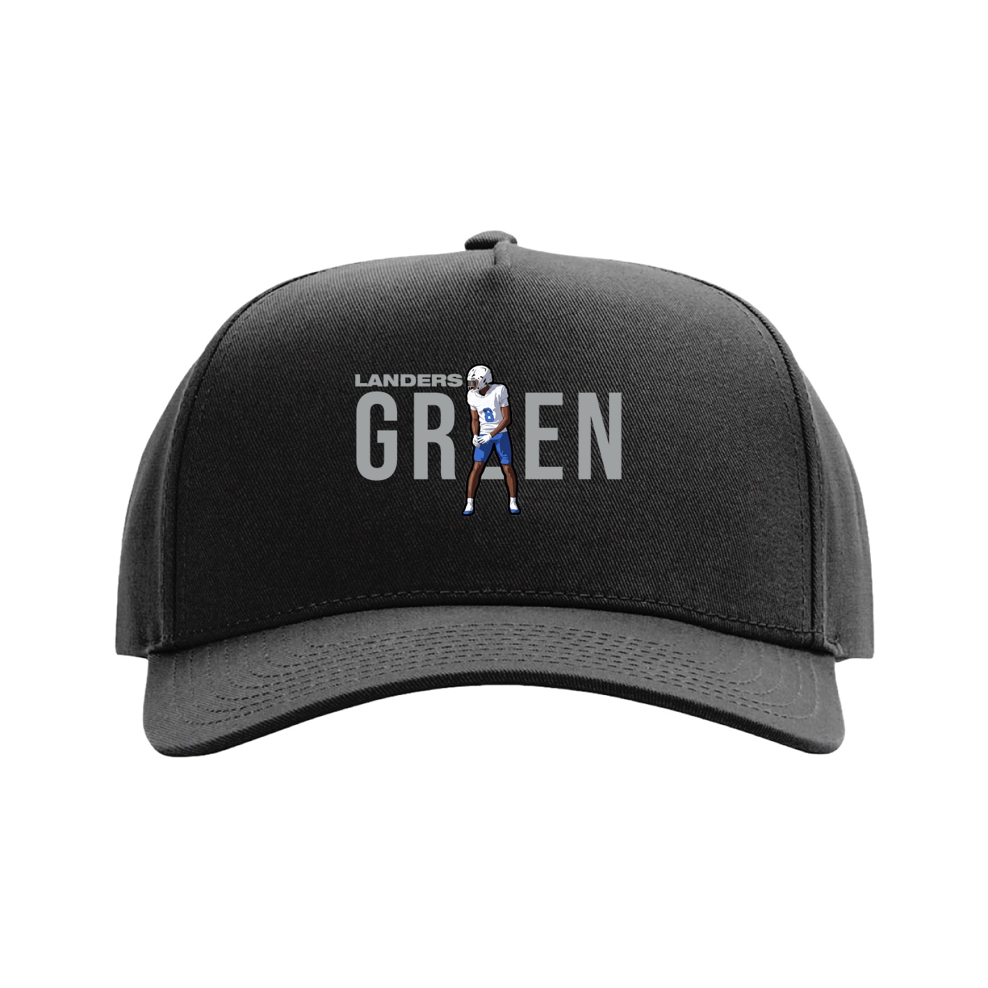 Full Fabric Five-Panel Champ Cap — Player Name in Black