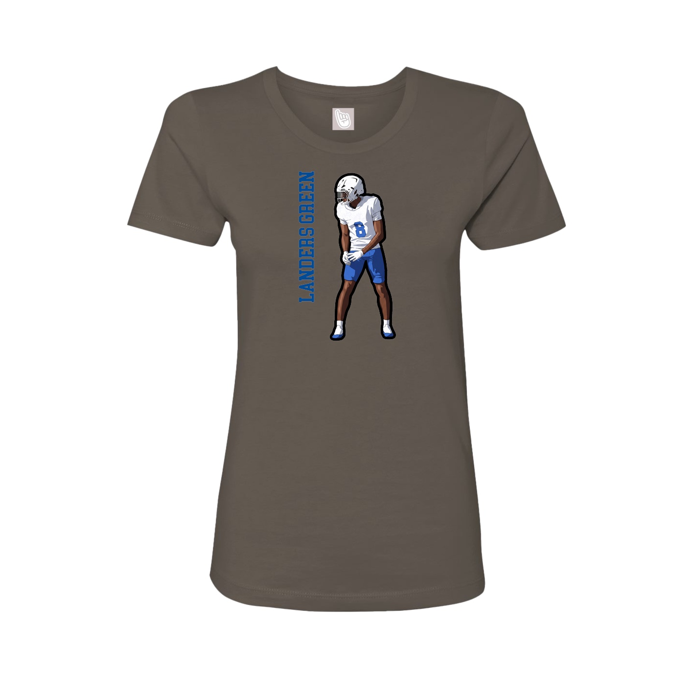 Fitted Women's Tee — Name Vertical in Grey