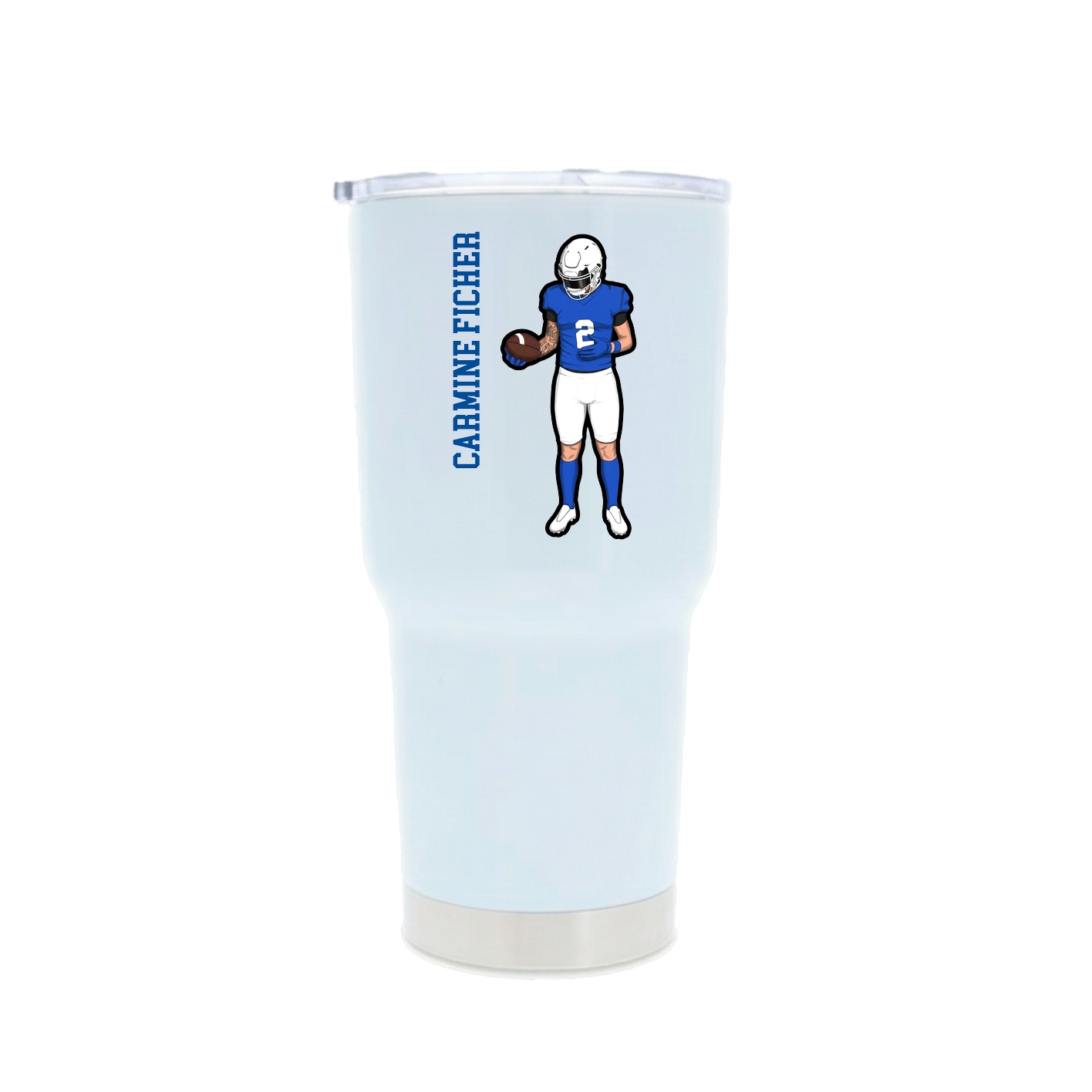 30oz Stainless Steel Tumbler — Name Vertical in White