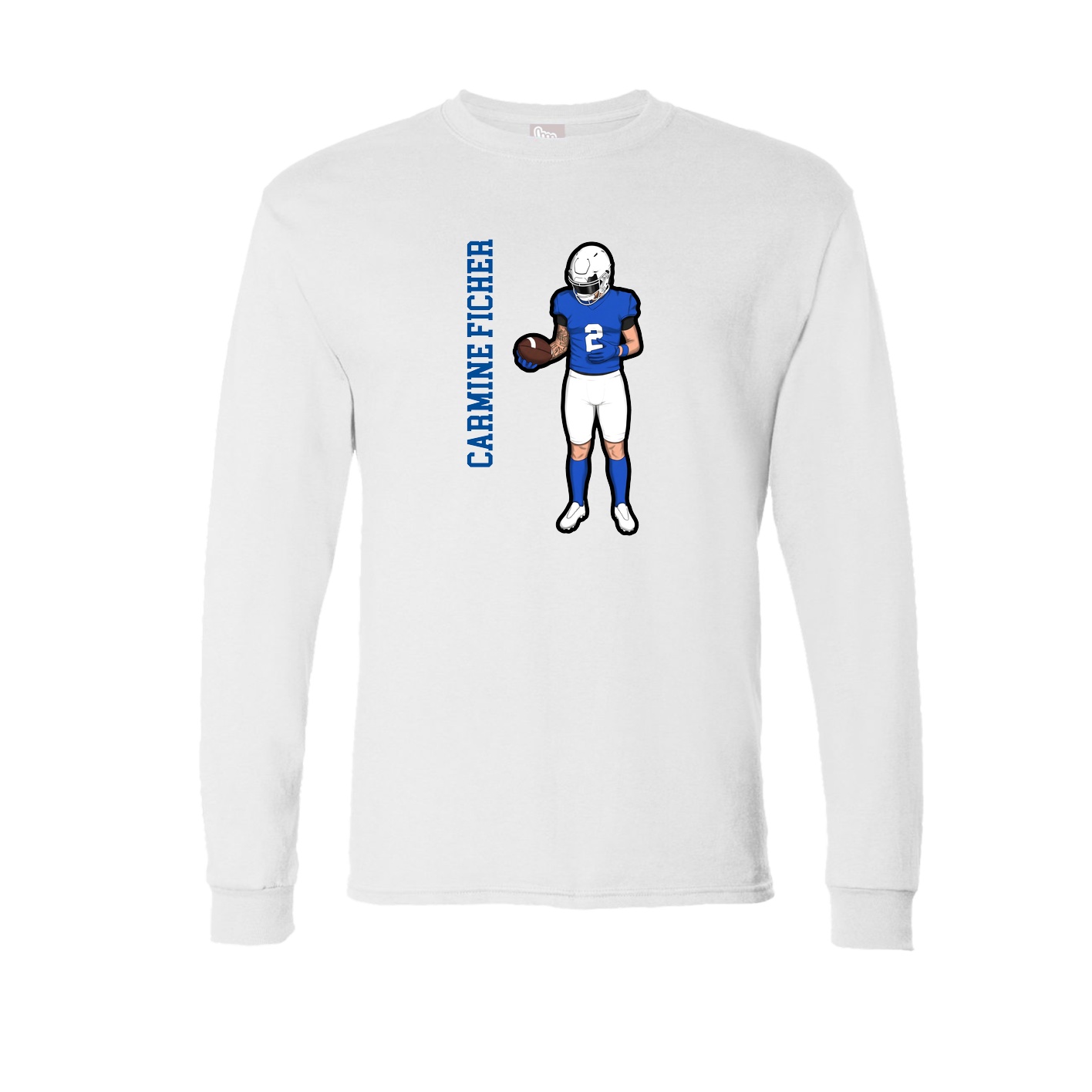 Long Sleeve Tee — Name Vertical in White