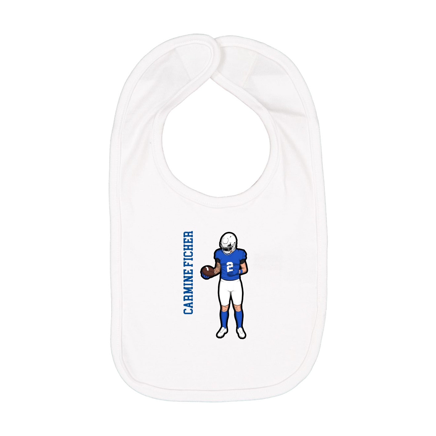 Infant Bib — Name Vertical in White