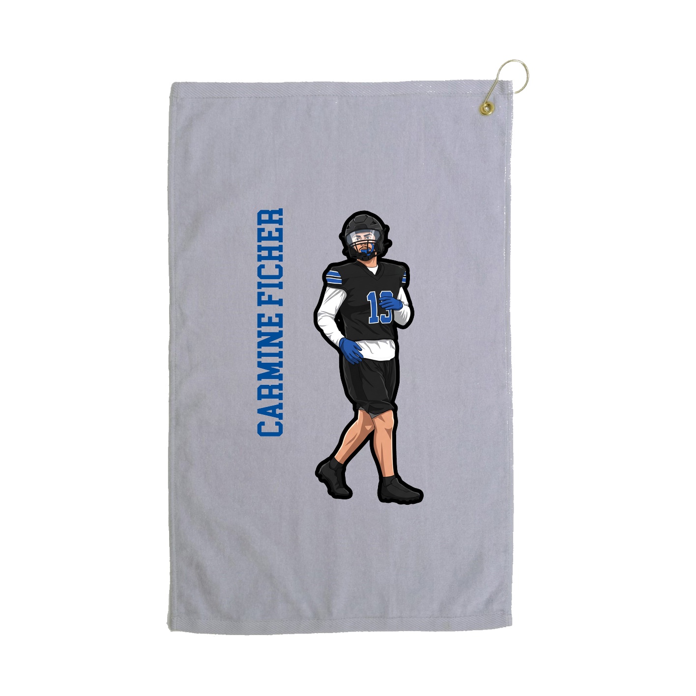 Golf Towel — Name Vertical in Grey
