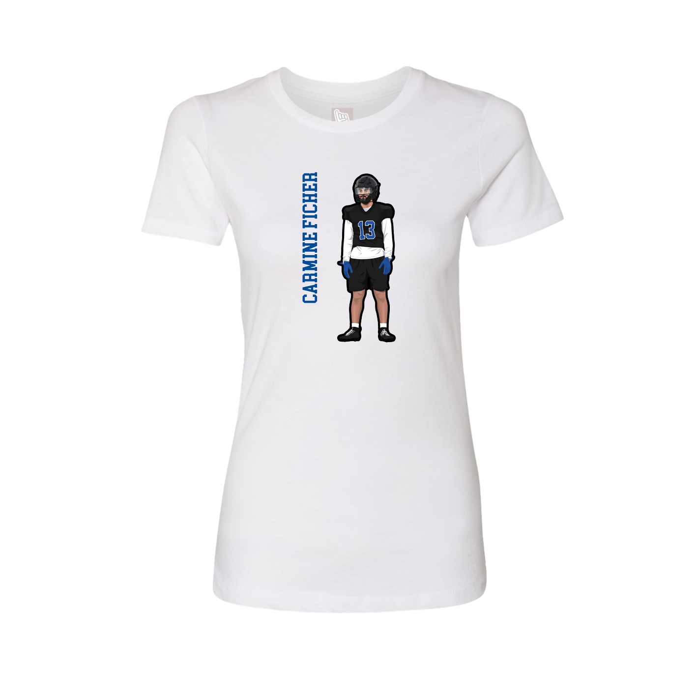 Womens Tee — Name Vertical in White