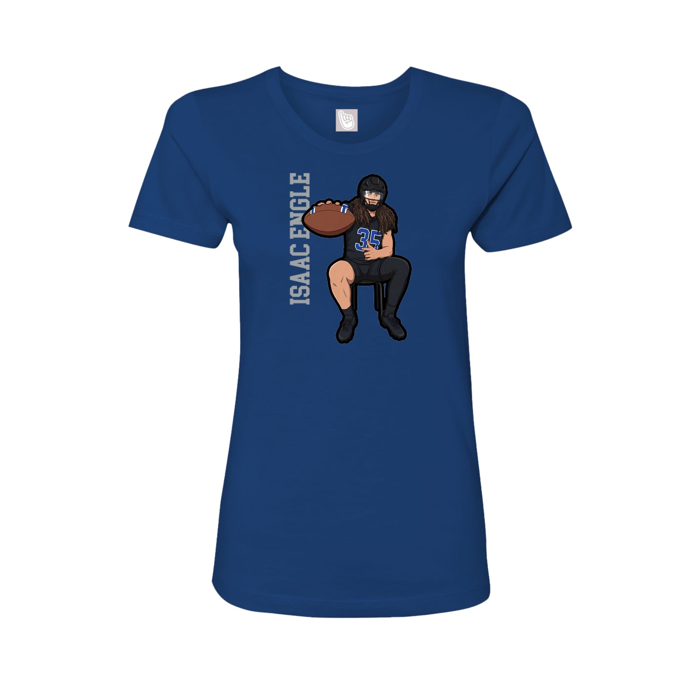 Fitted Women's Tee — Name Vertical in Royal