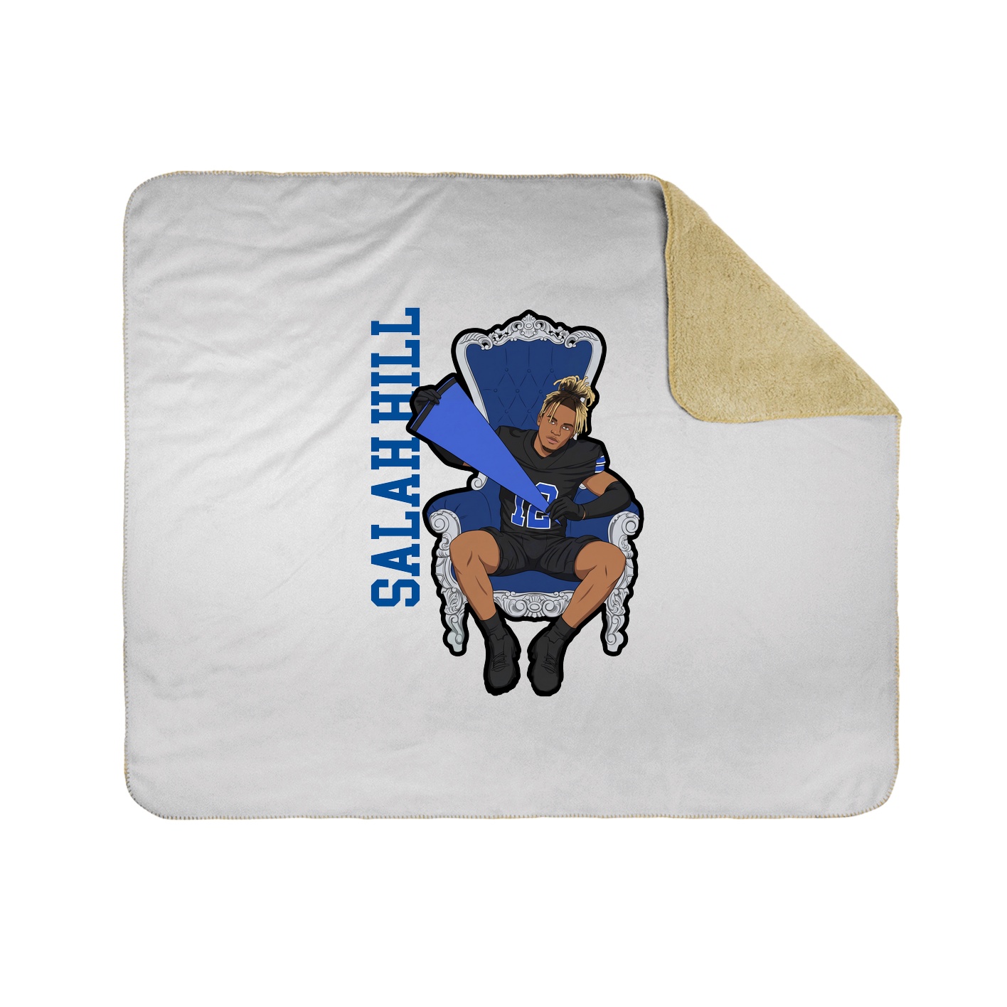 Throw Blanket — Name Vertical in White