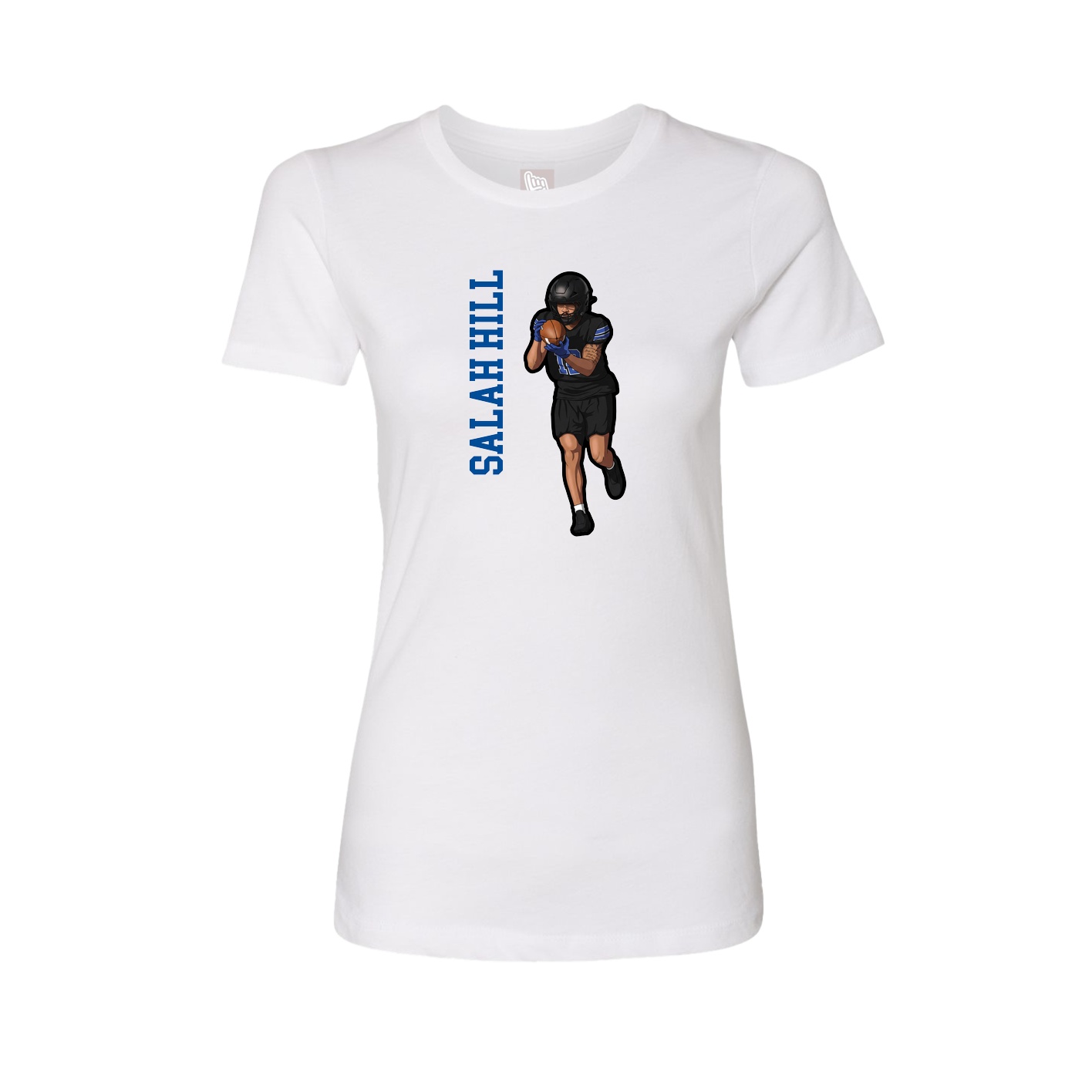 Fitted Women's Tee — Name Vertical in White