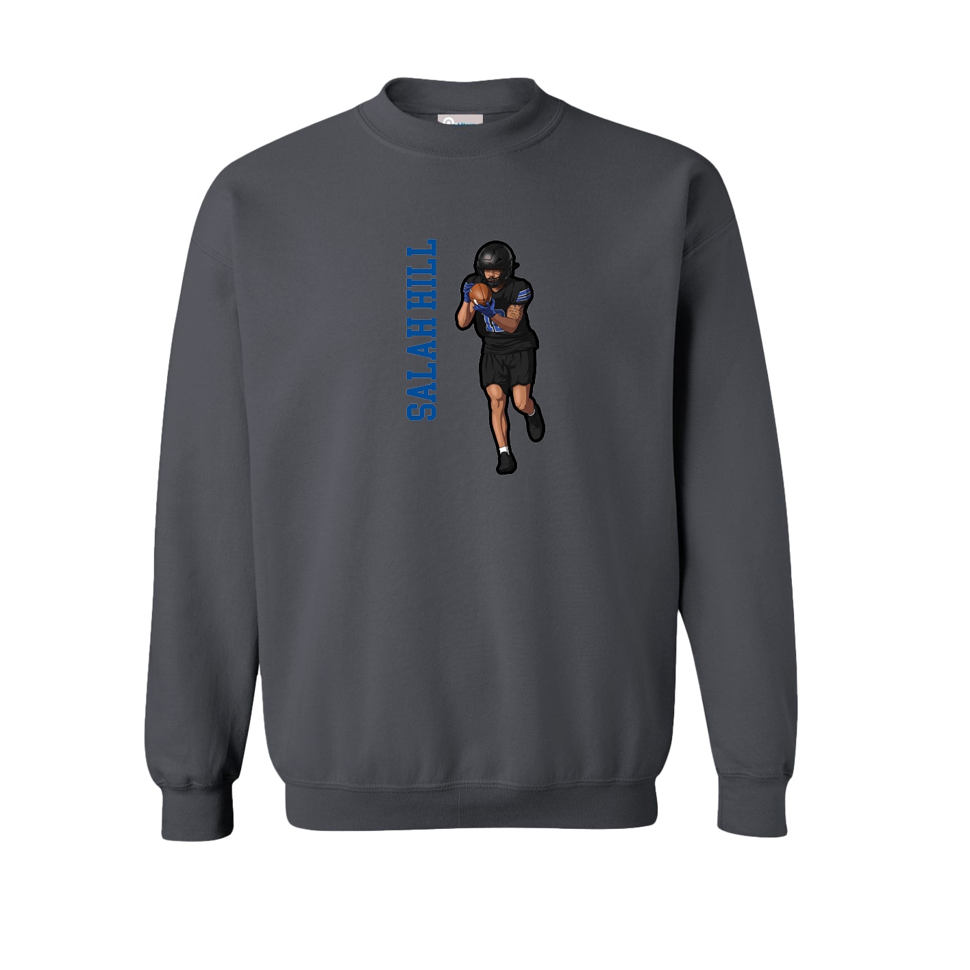 Fleece Crew — Name Vertical in Grey