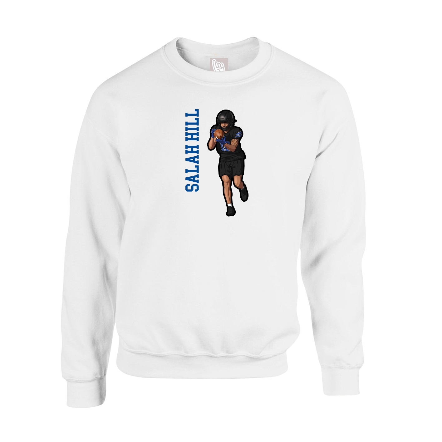 Fleece Crew — Name Vertical in White
