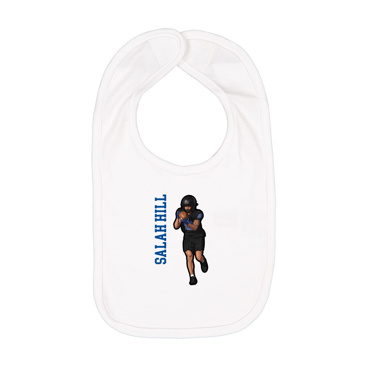 Infant Bib — Name Vertical in White