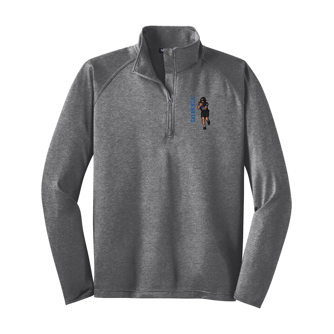 Q-Zip Pullover — Name Vertical in Grey