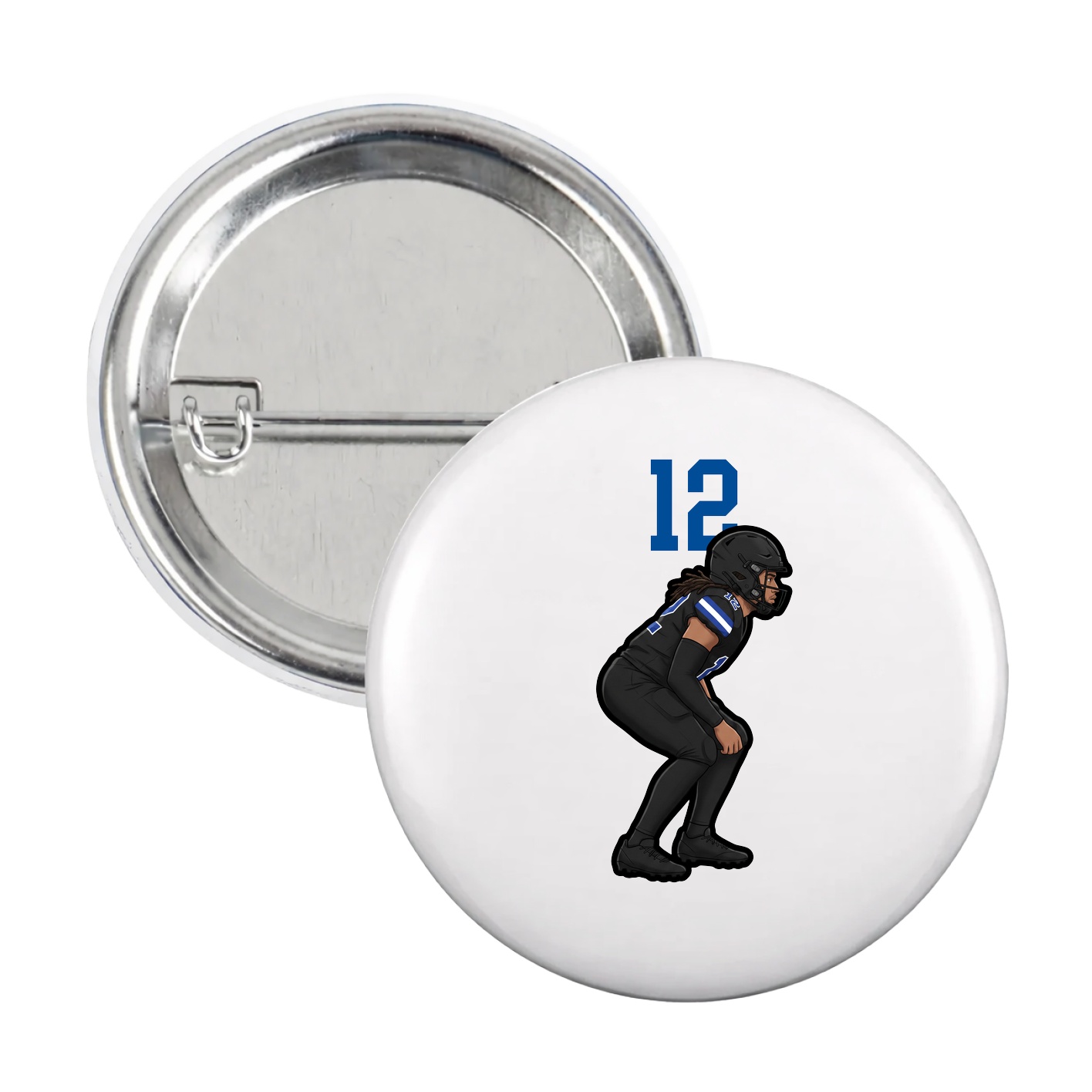 Game Day Button — Number Top in White