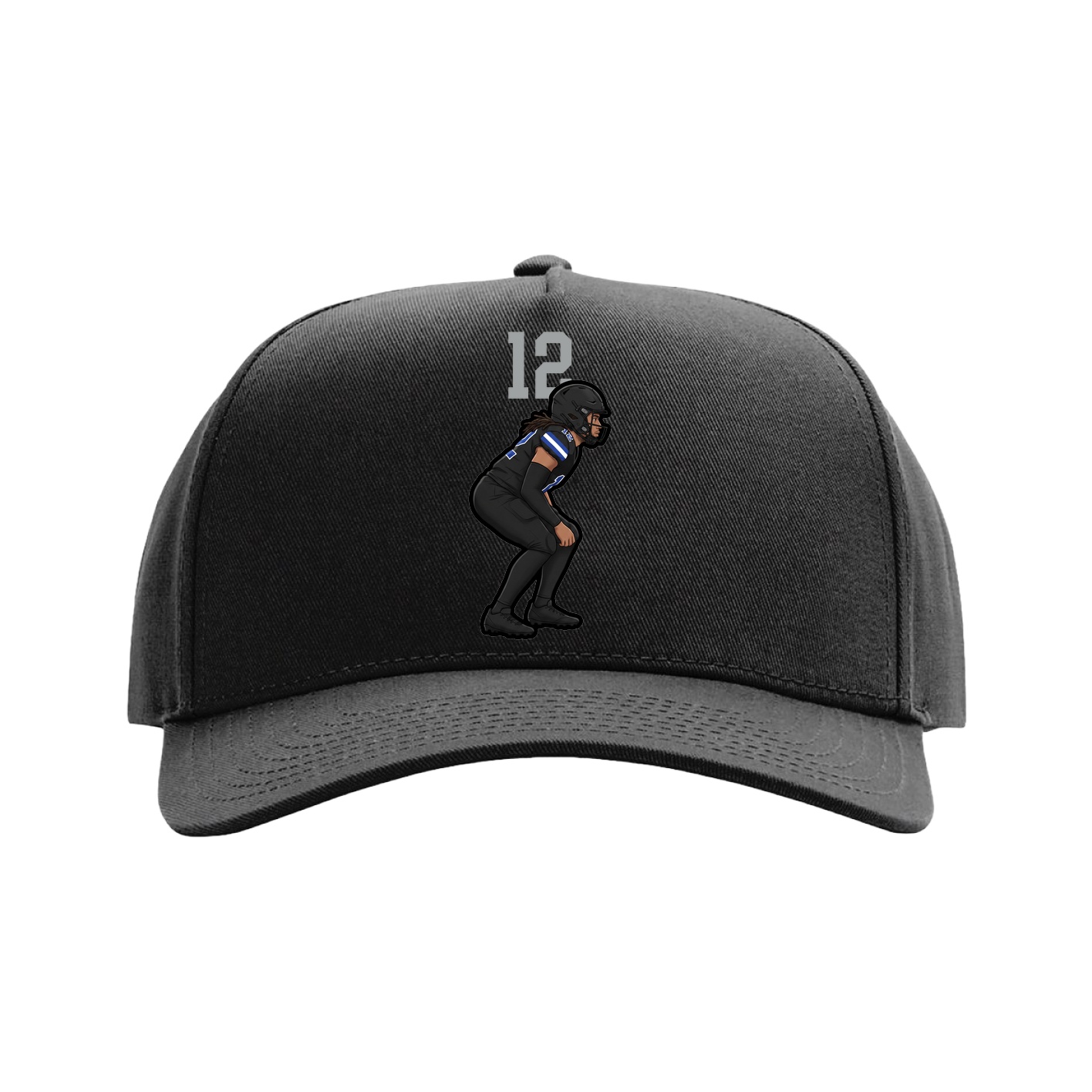 Full Fabric Five-Panel Champ Cap — Number Top in Black