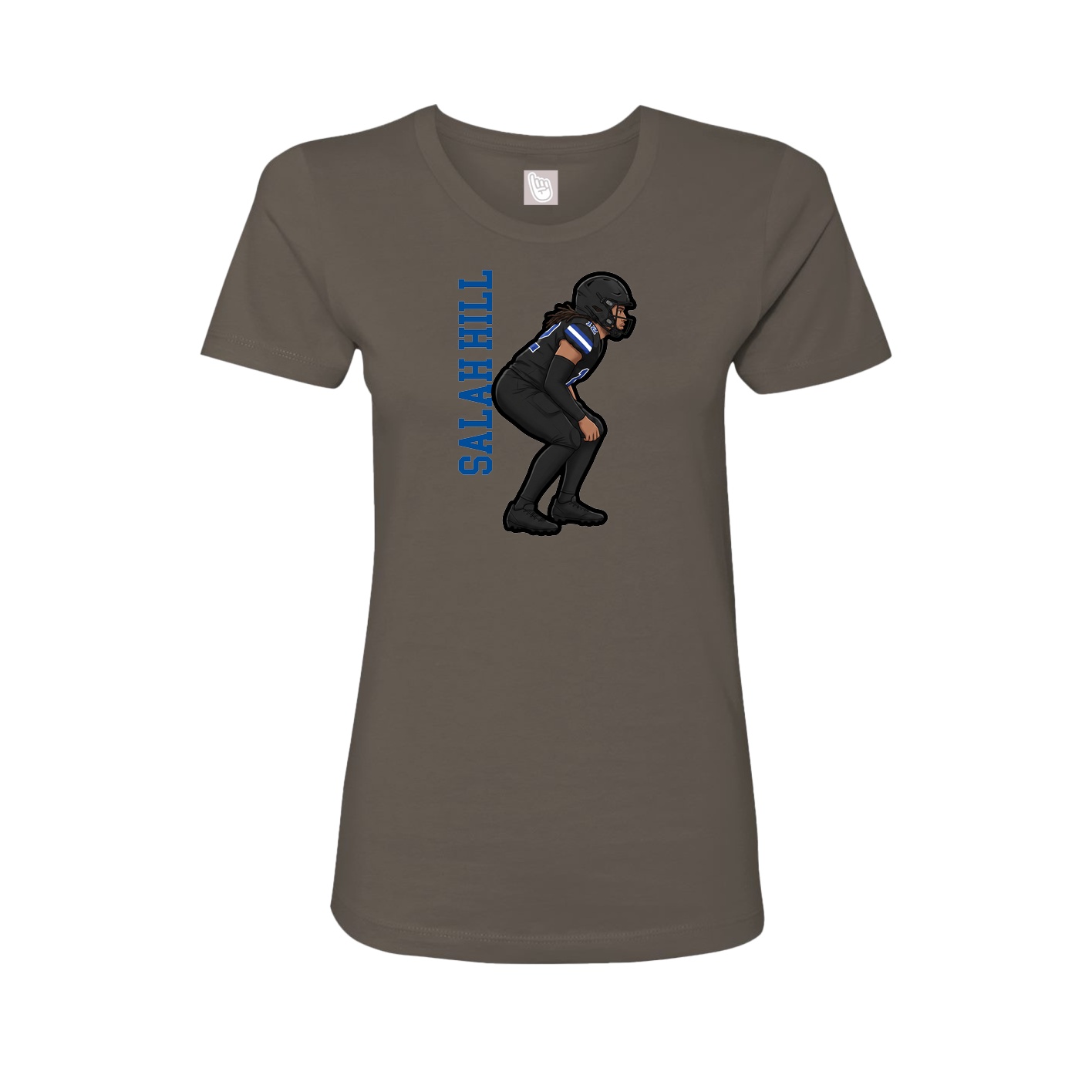 Fitted Women's Tee — Name Vertical in Grey