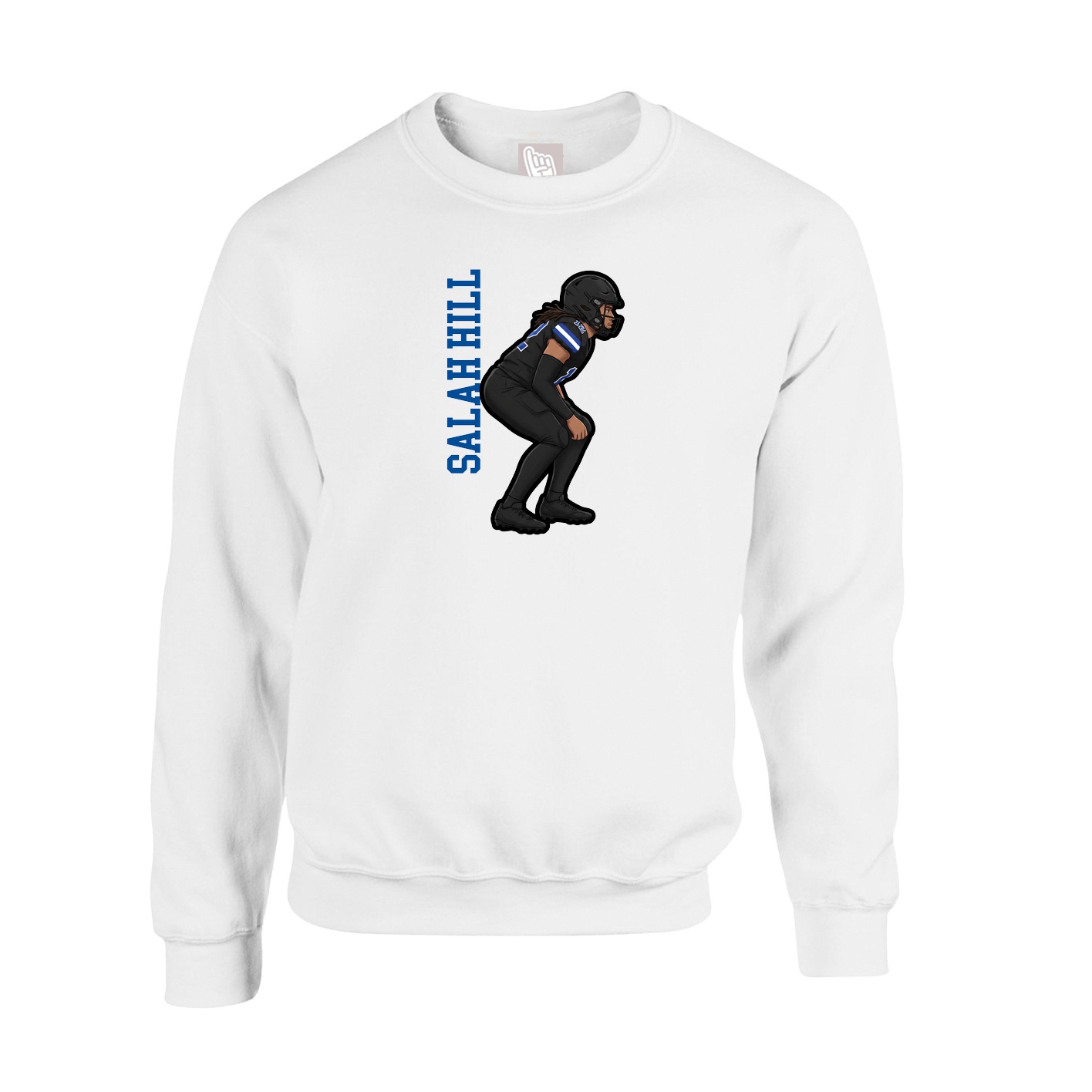 Fleece Crew — Name Vertical in White