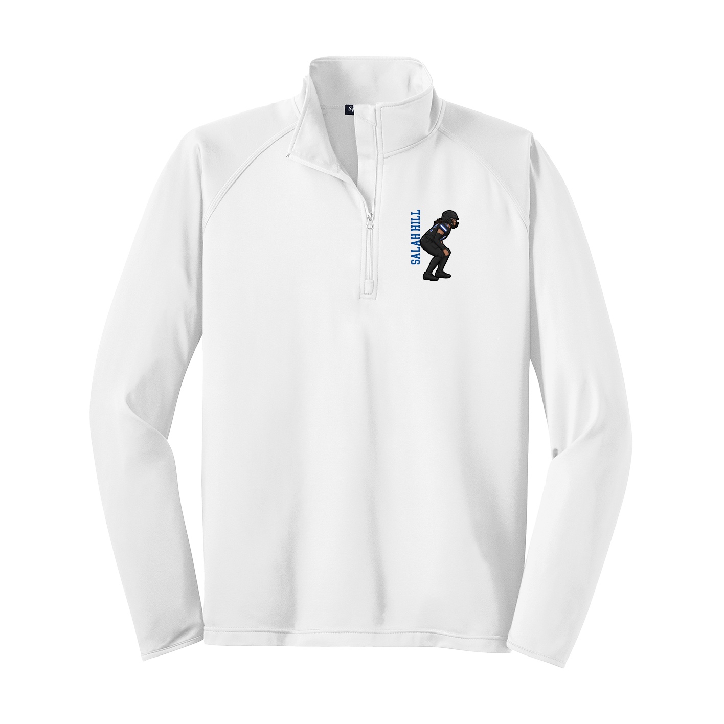 Q-Zip Pullover — Name Vertical in White
