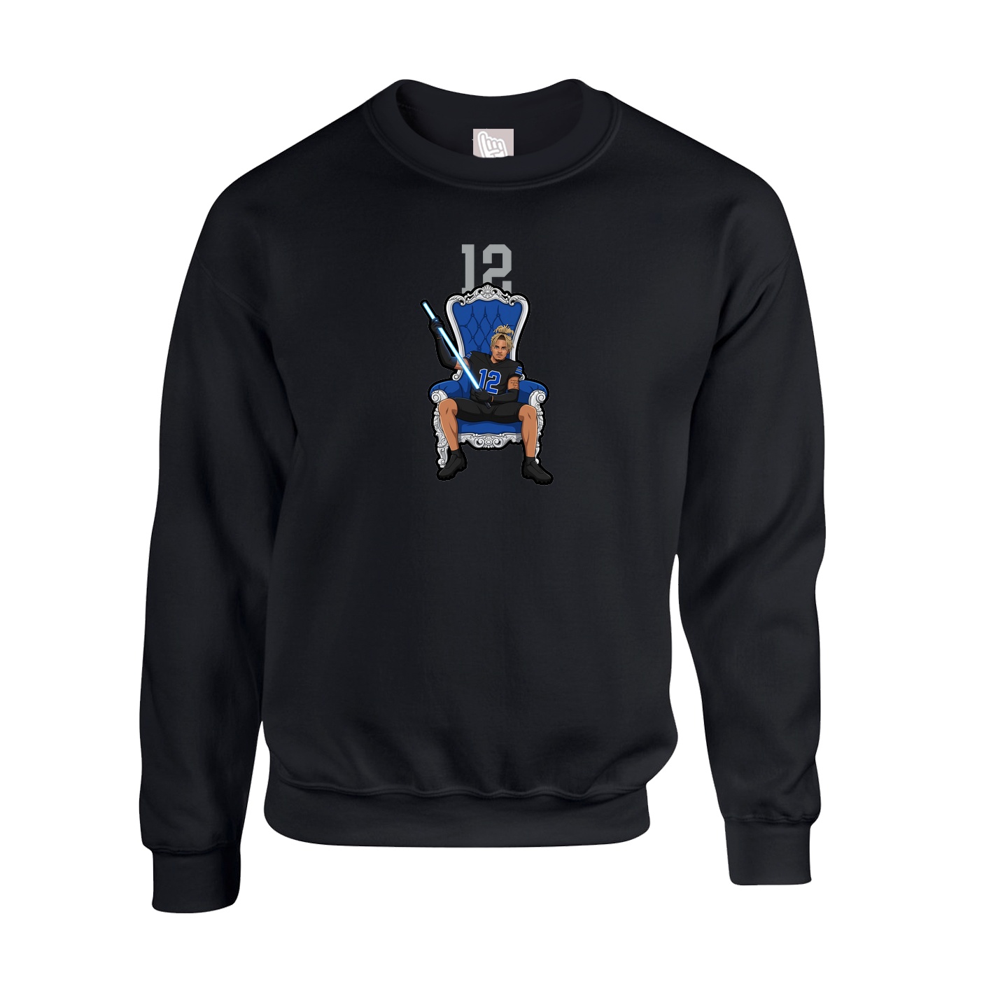 Fleece Crew — Number Top in Black