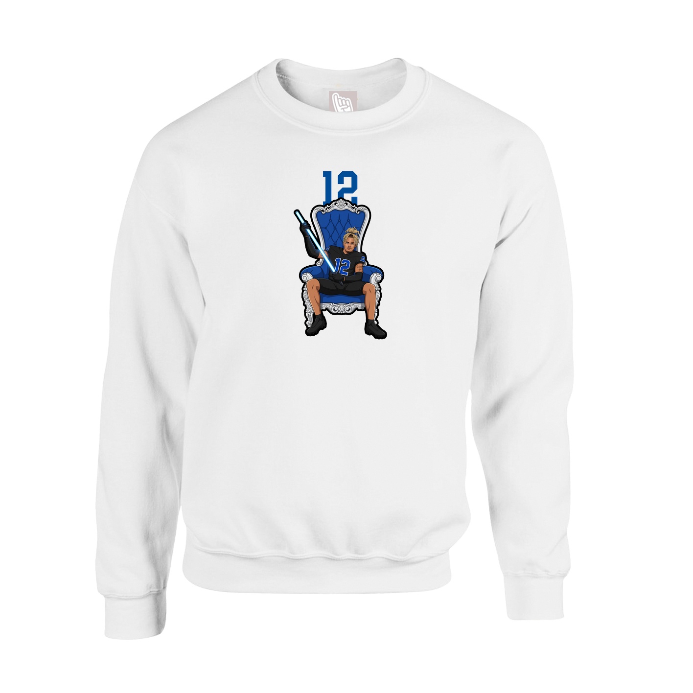 Fleece Crew — Number Top in White