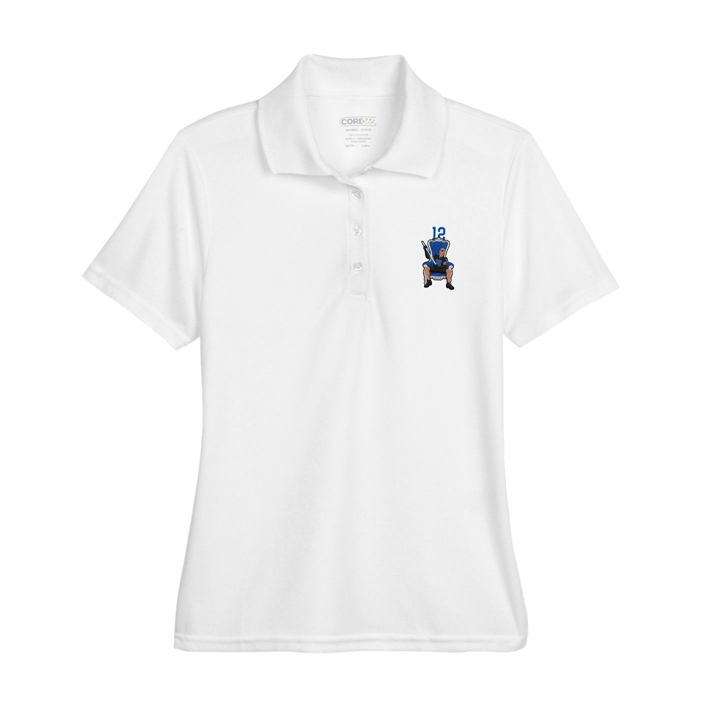 Womens Performance Polo — Number Top in White