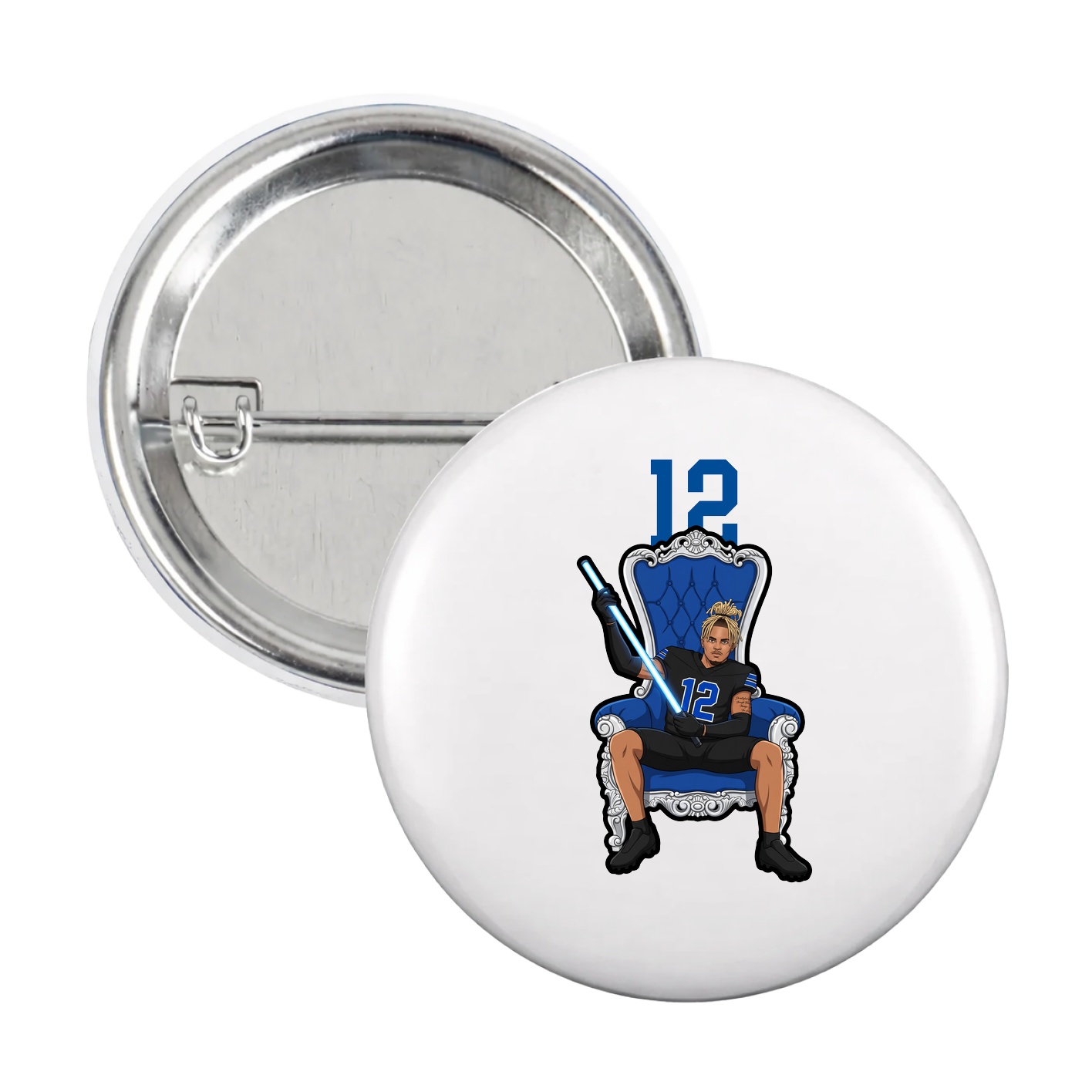 Game Day Button — Number Top in White