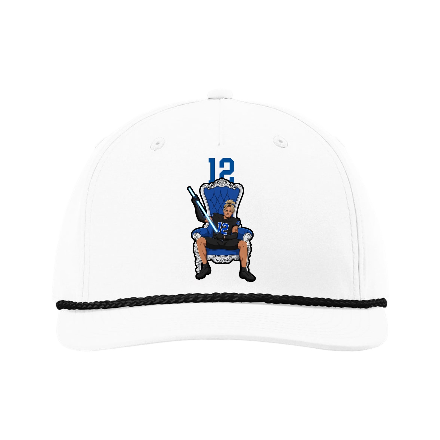 Five-Panel Classic Rope Cap — Number Top in White