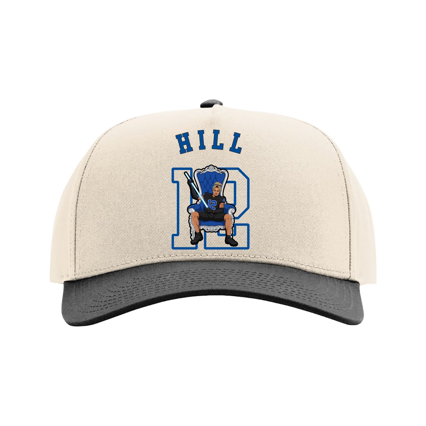 Full Fabric Five-Panel Champ Cap — Shirsey Arch in Cream/Black