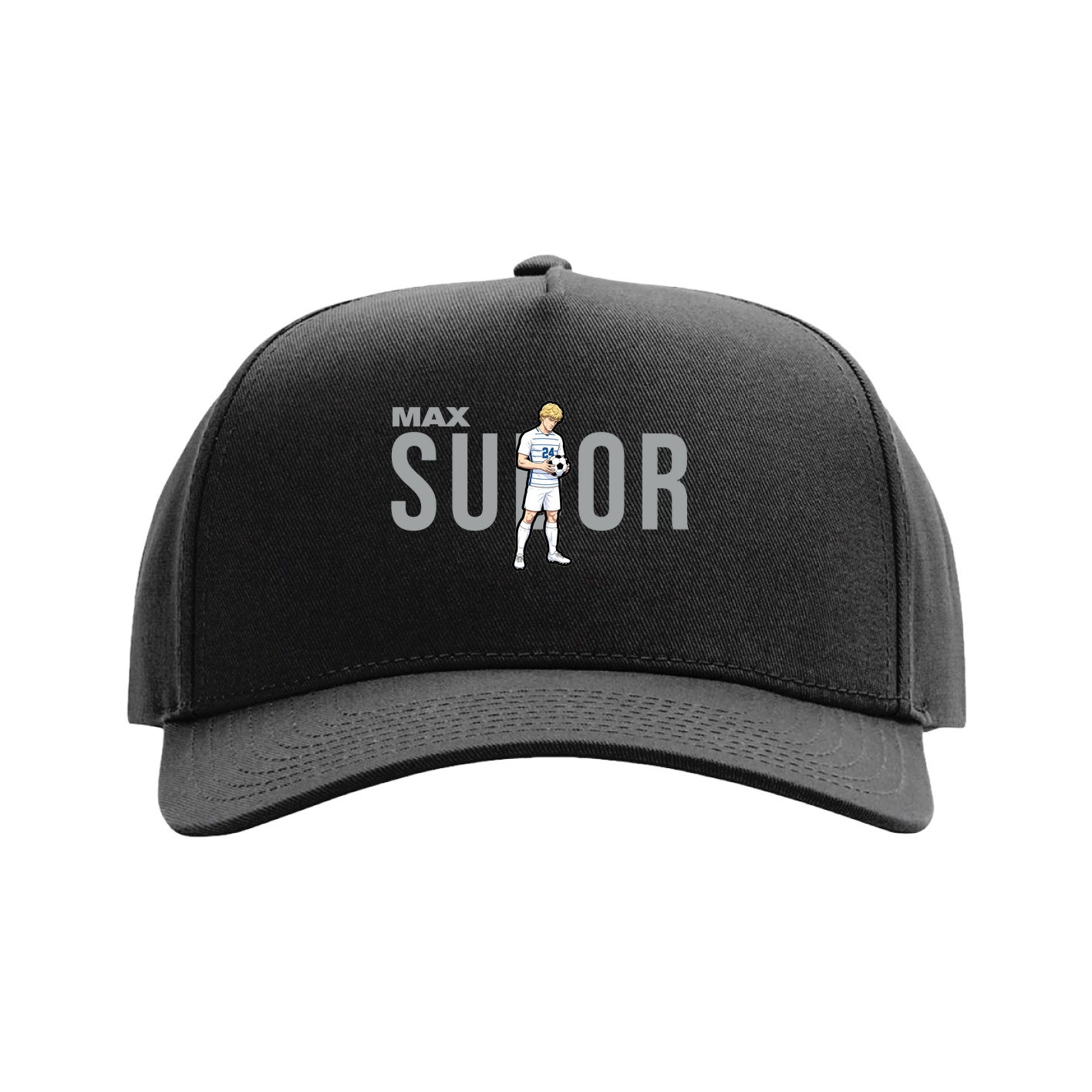 Full Fabric Five-Panel Champ Cap — Player Name in Black