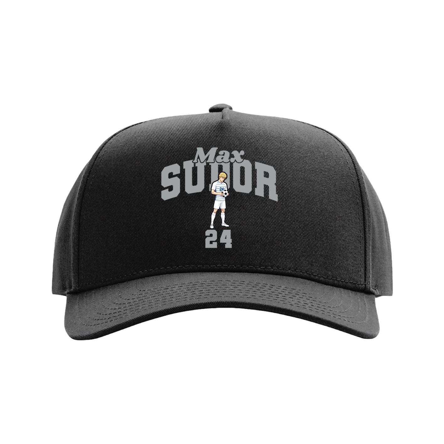 Full Fabric Five-Panel Champ Cap — Signature Arch in Black