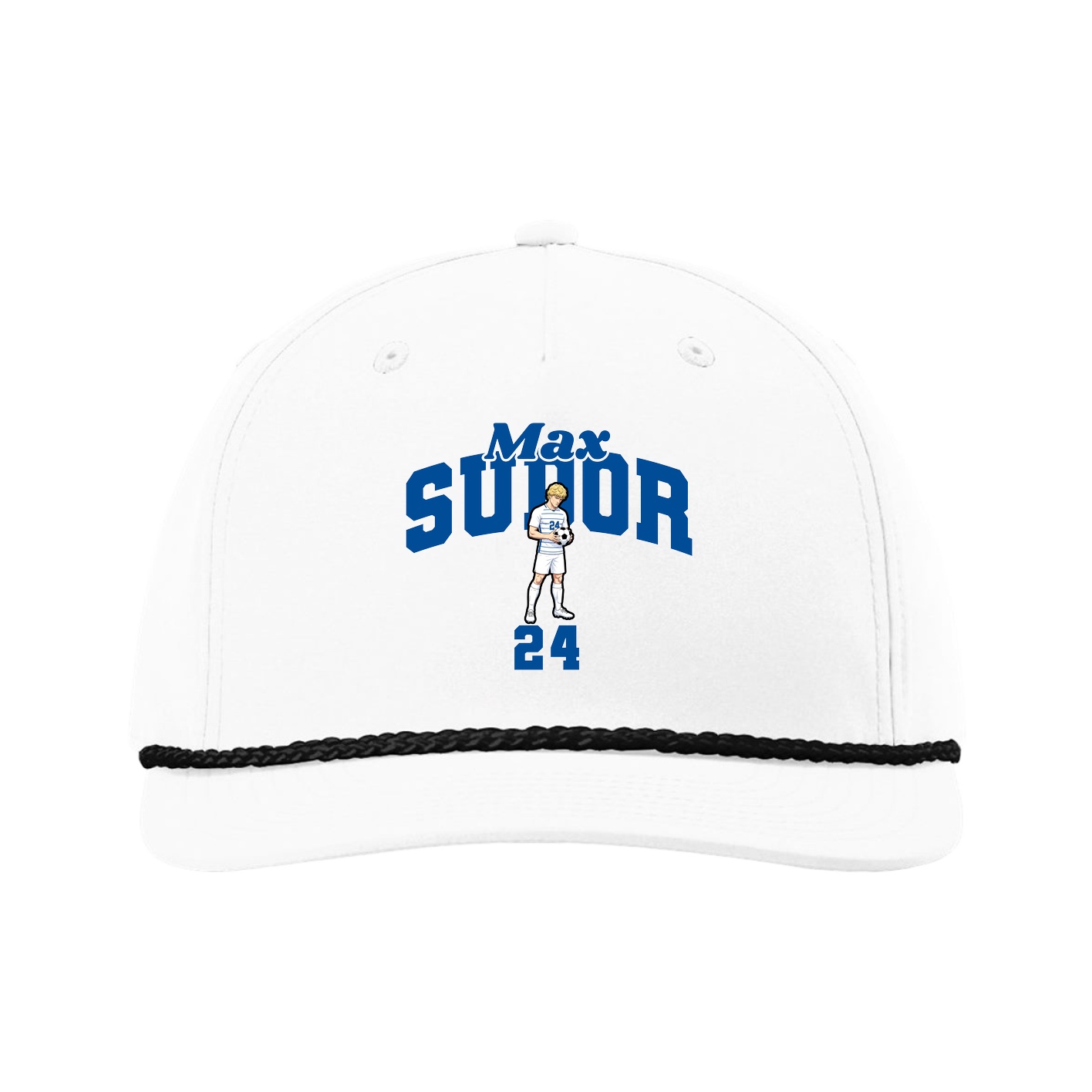 Five-Panel Classic Rope Cap — Signature Arch in White