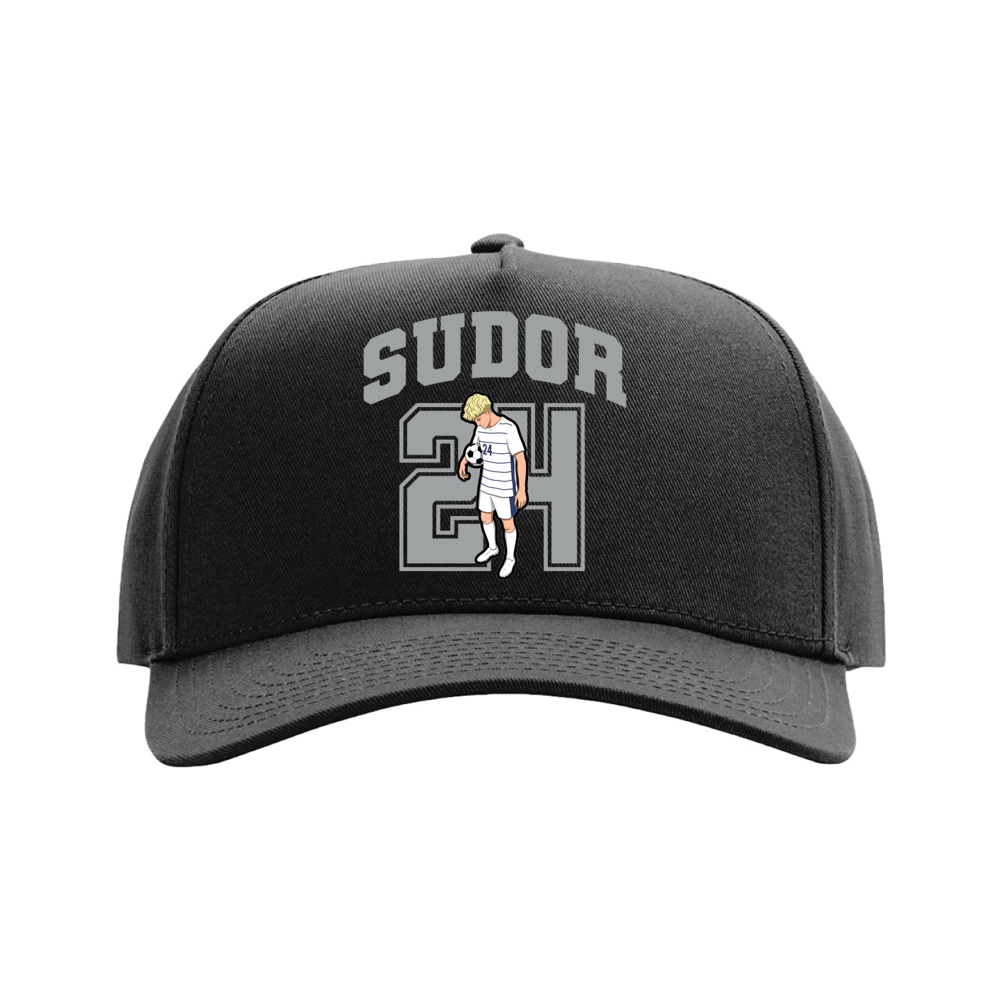 Full Fabric Five-Panel Champ Cap — Number in Black