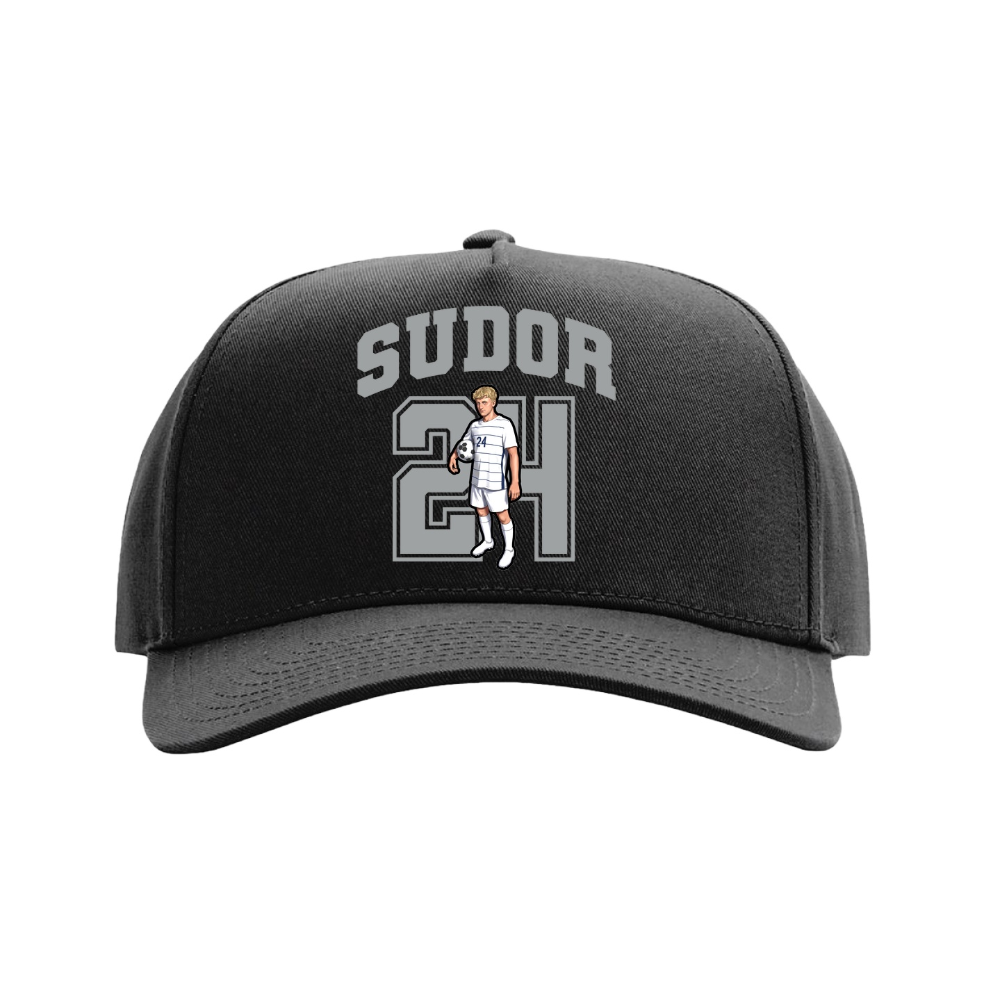 Full Fabric Five-Panel Champ Cap — Number in Black