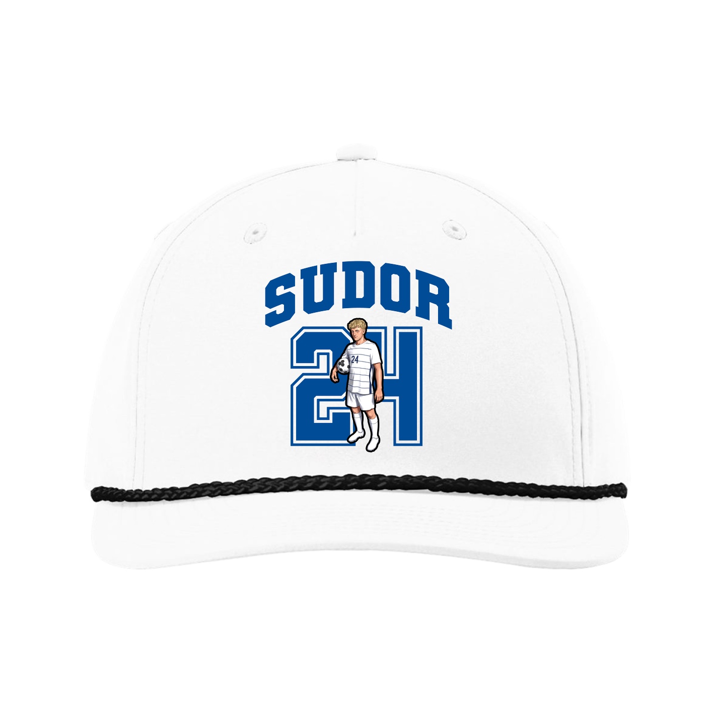 Five-Panel Classic Rope Cap — Number in White