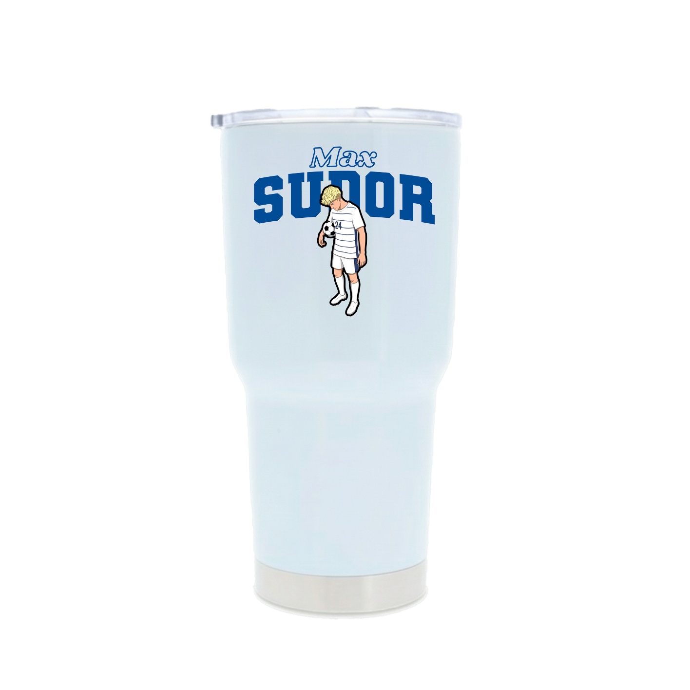 30oz Stainless Steel Tumbler — Name Arch in White