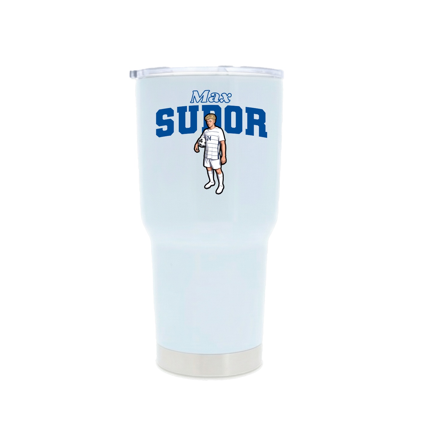 30oz Stainless Steel Tumbler — Name Arch in White