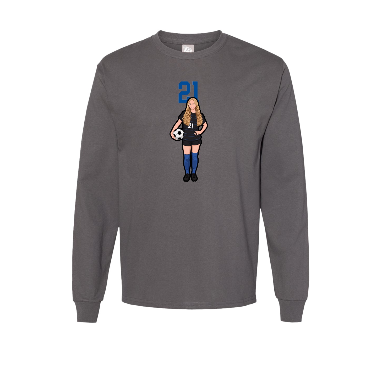 Long Sleeve Tee — Number Top in Grey