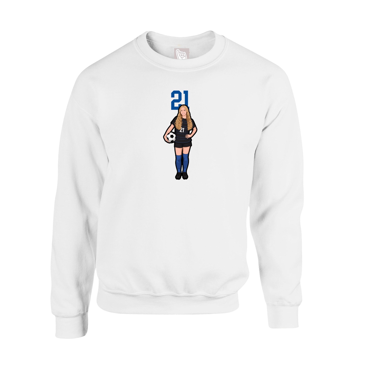 Fleece Crew — Number Top in White