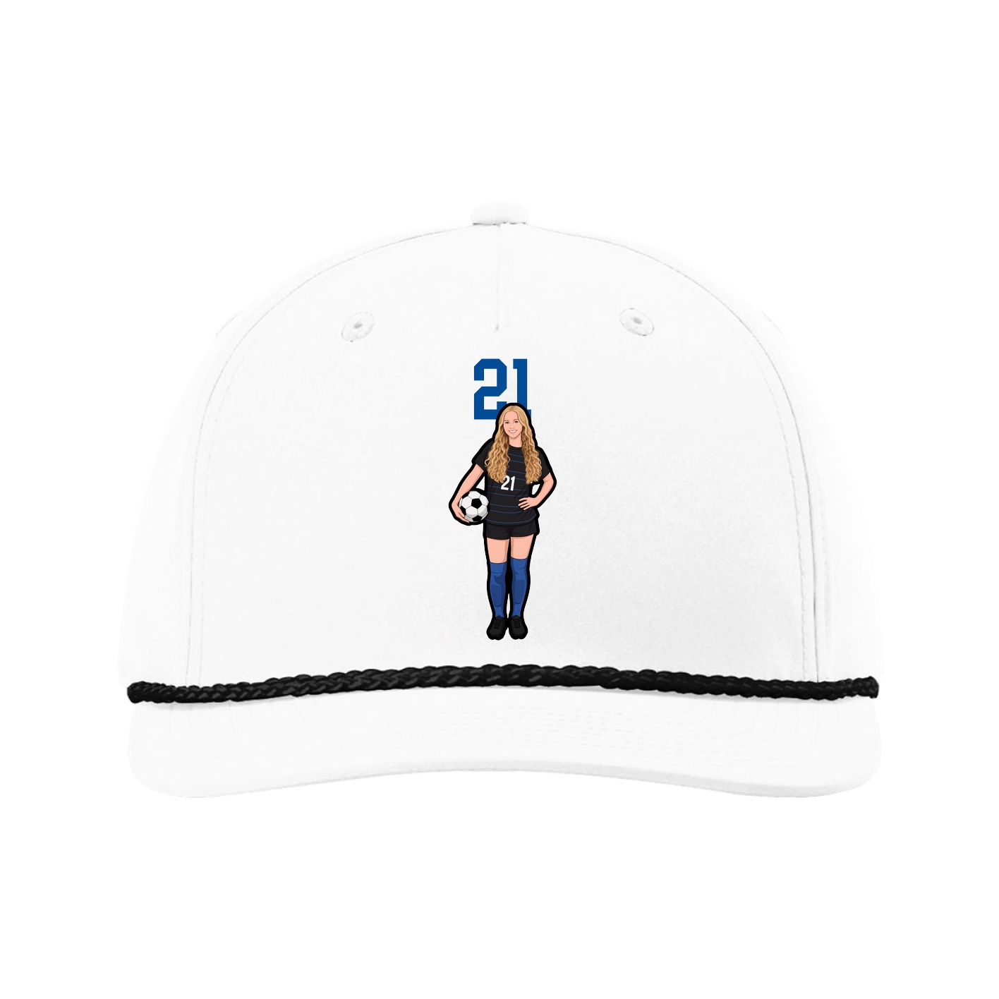 Five-Panel Classic Rope Cap — Number Top in White