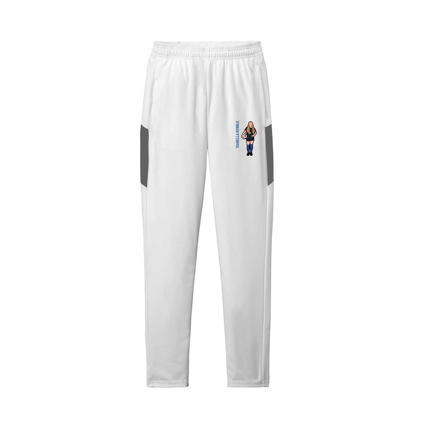 Team Travel Pant — Name Vertical in White/Grey