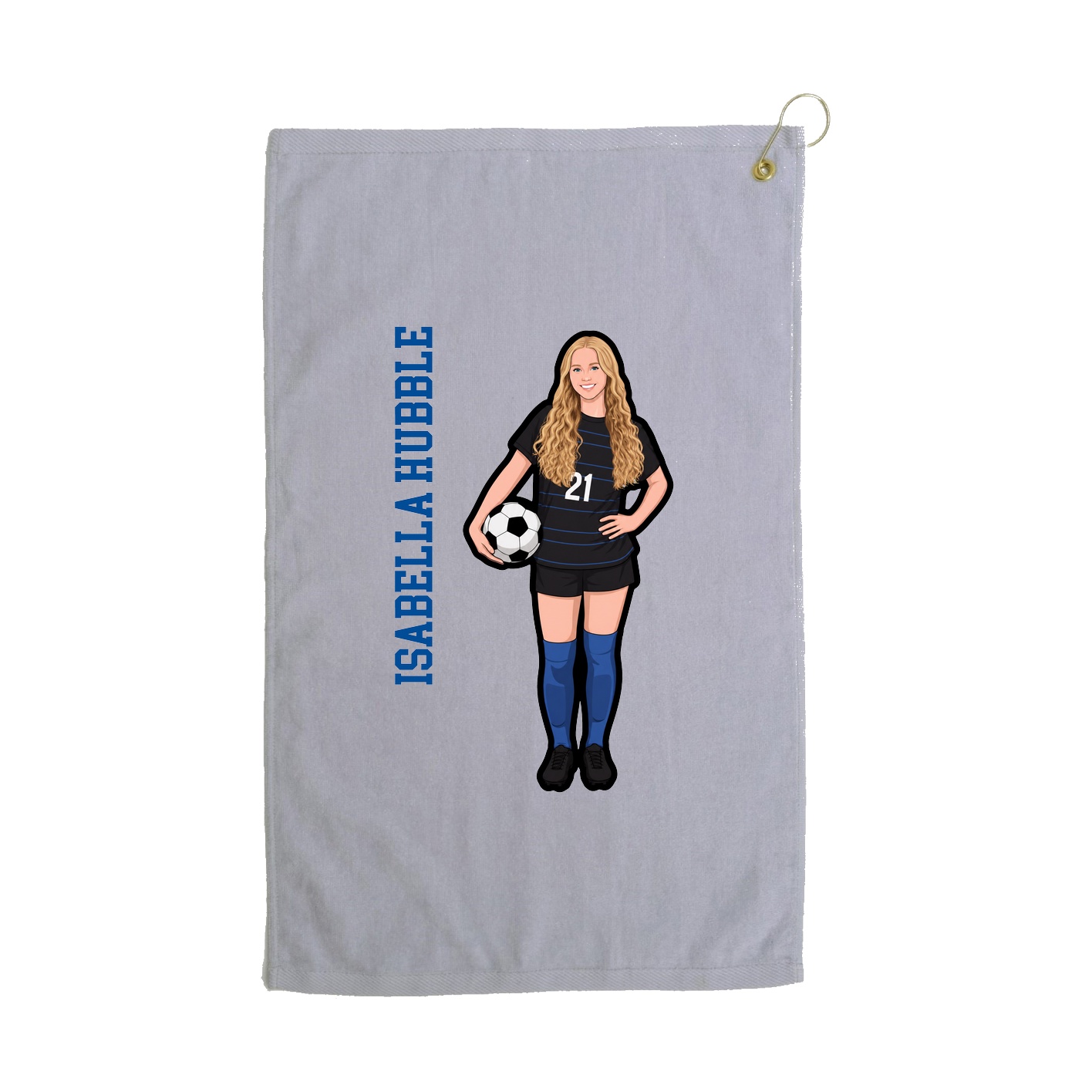 Golf Towel — Name Vertical in Grey