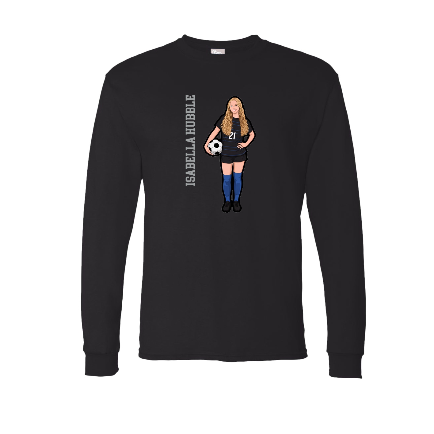 Long Sleeve Tee — Name Vertical in Black