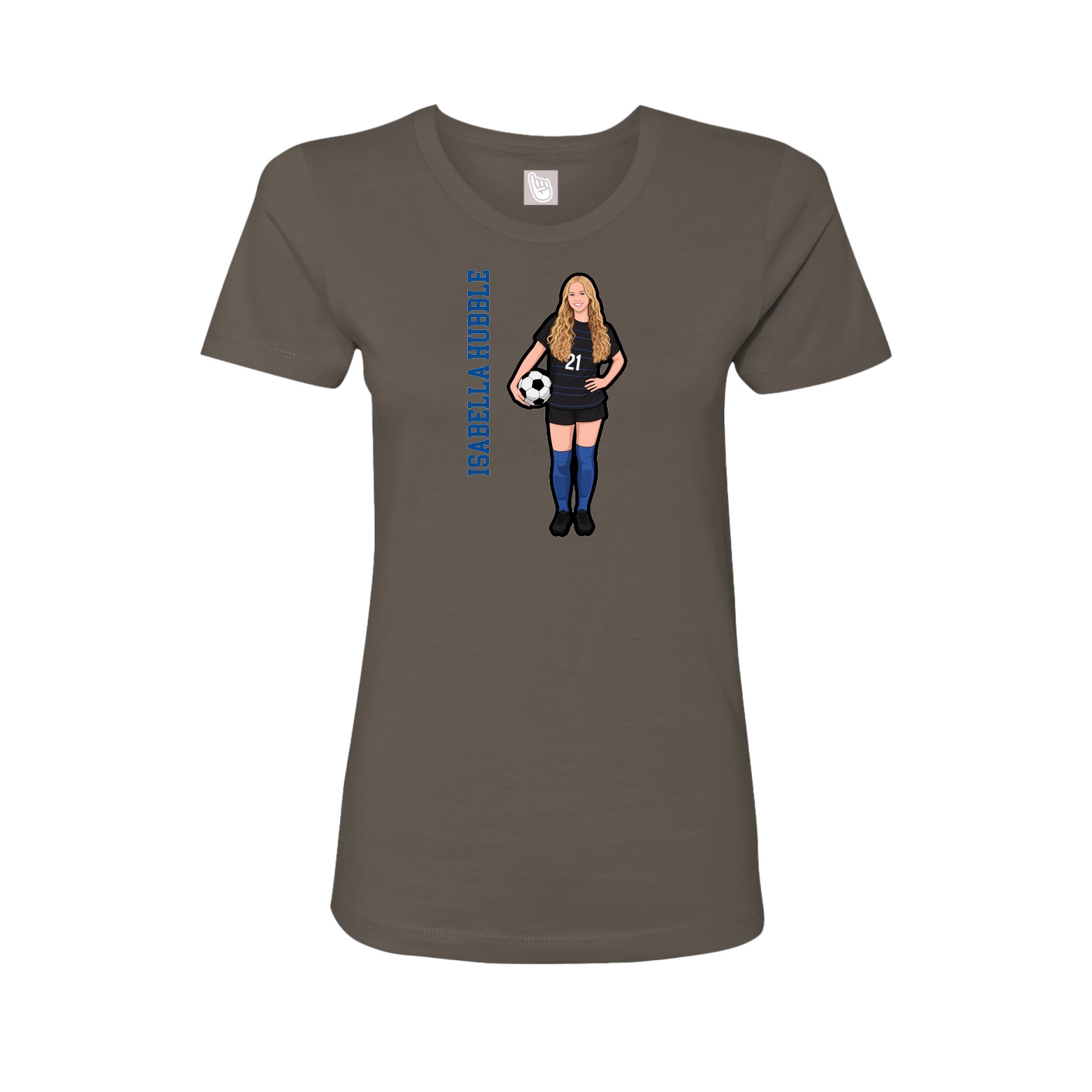 Fitted Women's Tee — Name Vertical in Grey