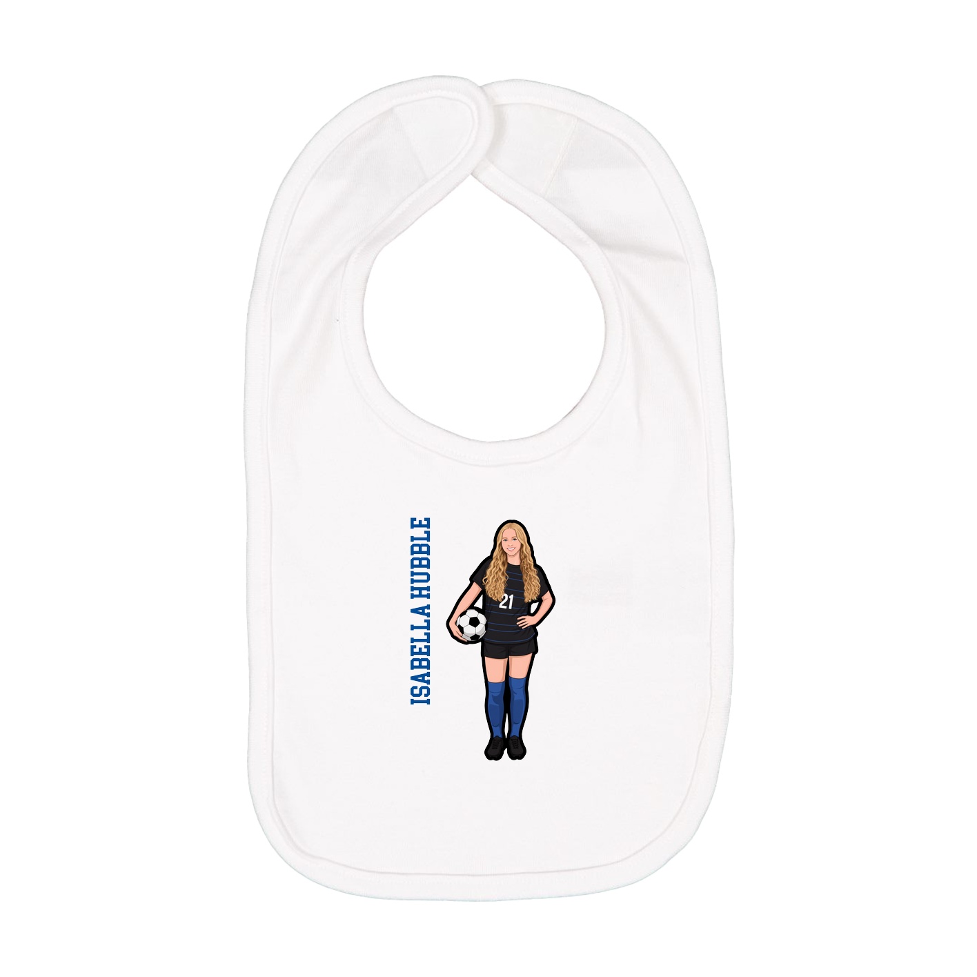 Infant Bib — Name Vertical in White